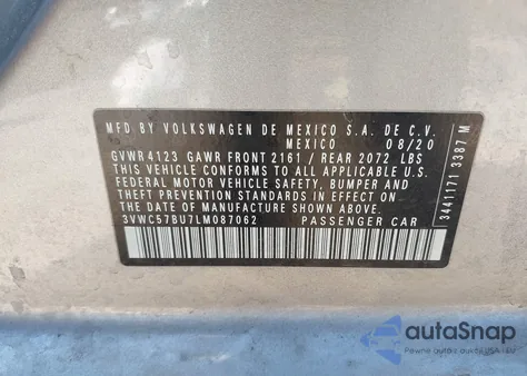 2020 Volkswagen Jetta 1.4T R-Line/1.4T S/1.4T Se из США, поврежденный, VIN 3VWC57BU7LM087062